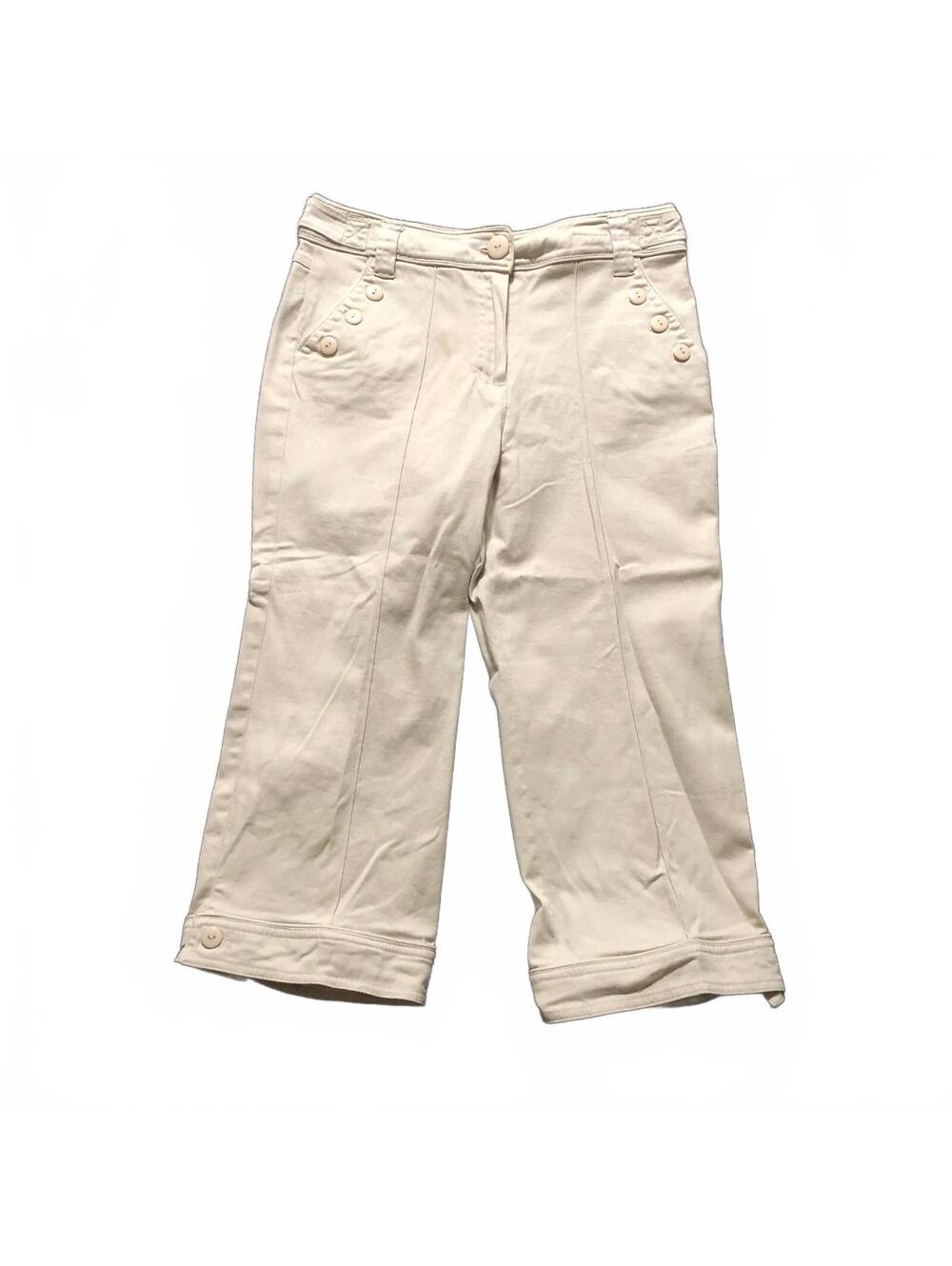 Larry Levine Stretch Sand Khaki Capri Pants Size 8